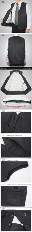 Trung niên cộng với nhung ấm áp áo vest nam mùa đông cộng với tóc dày vest nhiều túi vest vai cha trung niên áo thun nam cotton